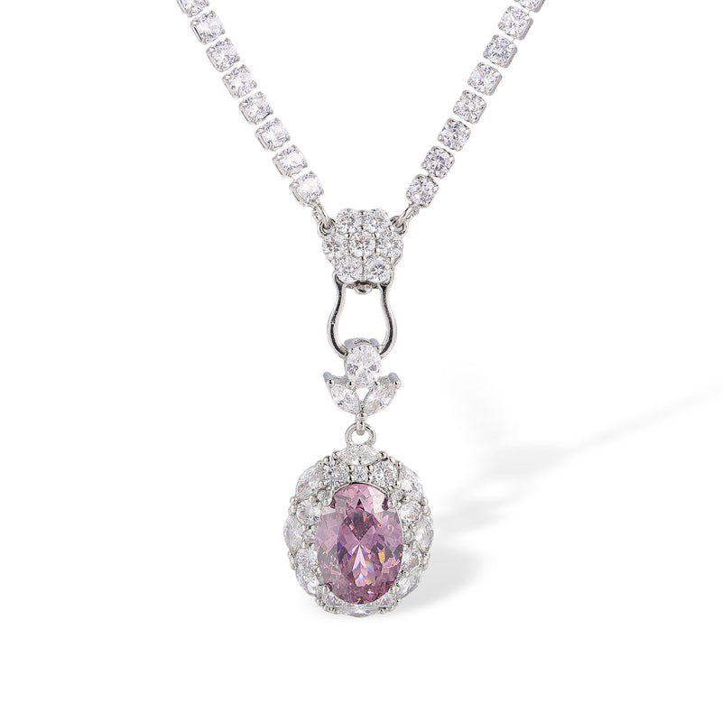 Odwina Pink Oval Necklace