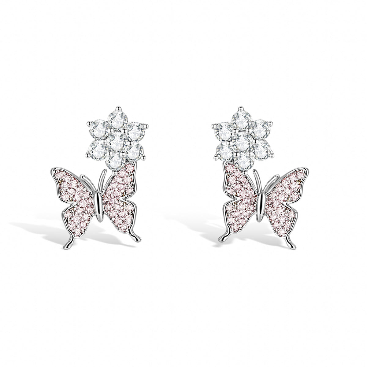 Papillon Blanc Pink Butterfly Earrings