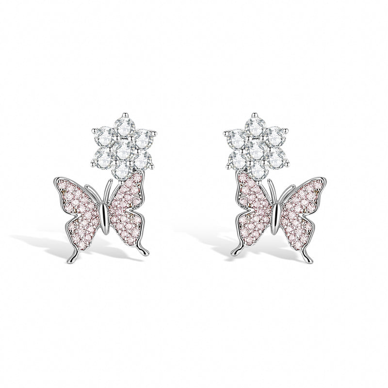 Papillon Blanc Pink Butterfly Earrings