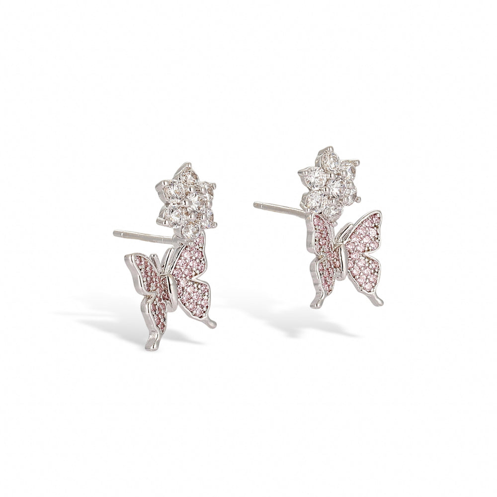 Papillon Blanc Pink Butterfly Earrings