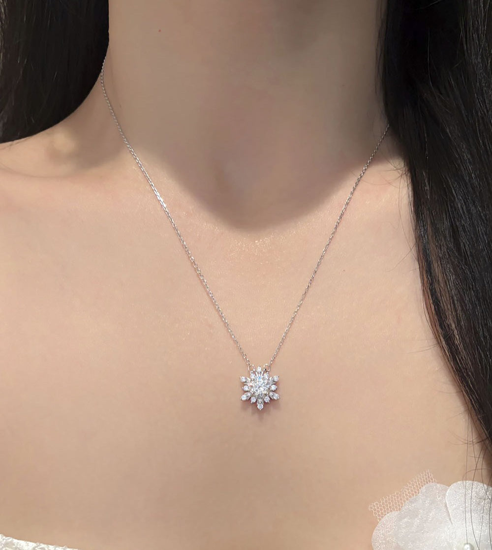 Paulina White Snowflake Necklace