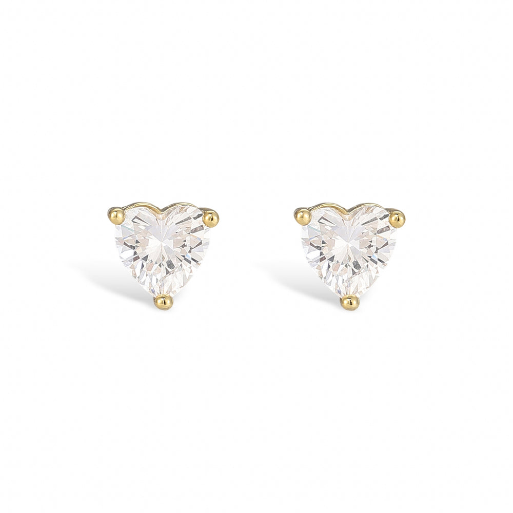 Pierrette 18K Gold Heart Stud Earrings
