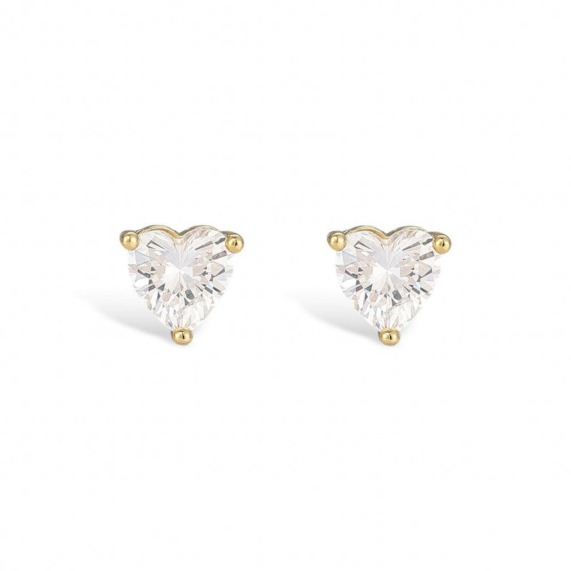 Pierrette 18K Gold Heart Stud Earrings