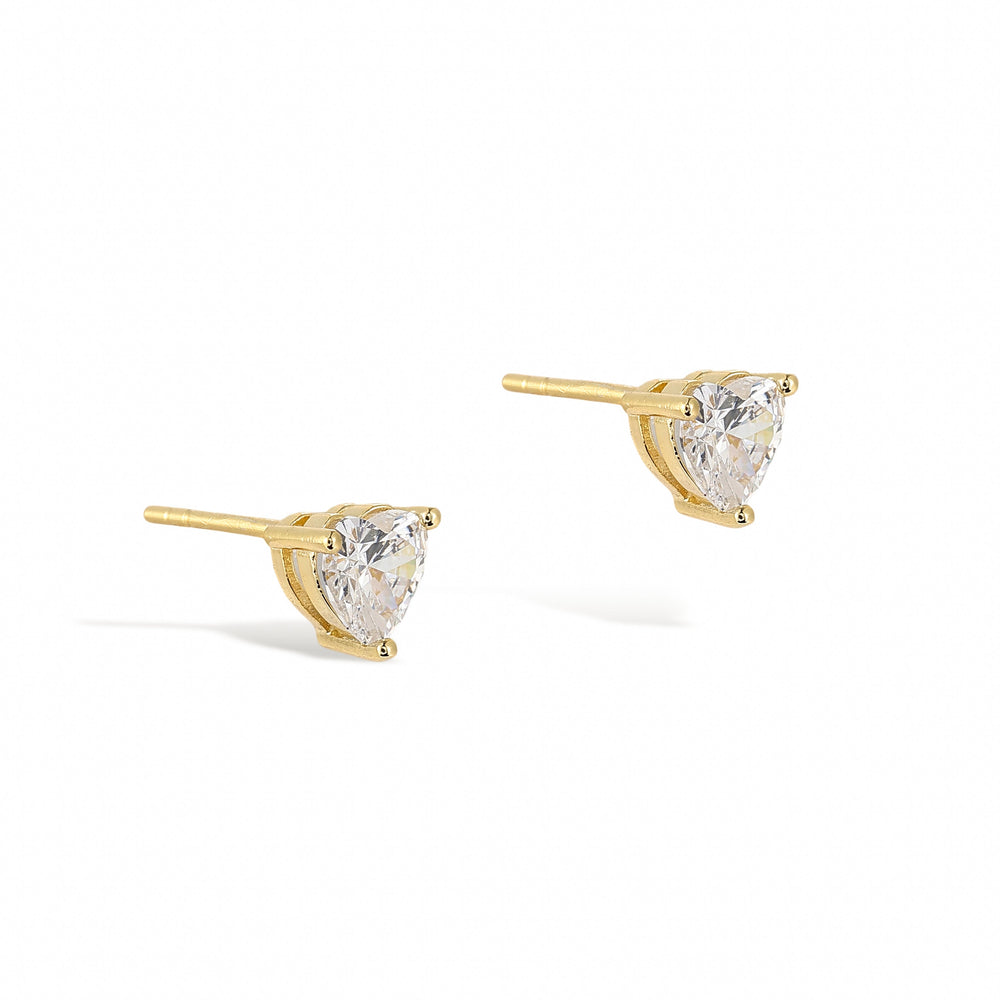 Pierrette 18K Gold Heart Stud Earrings