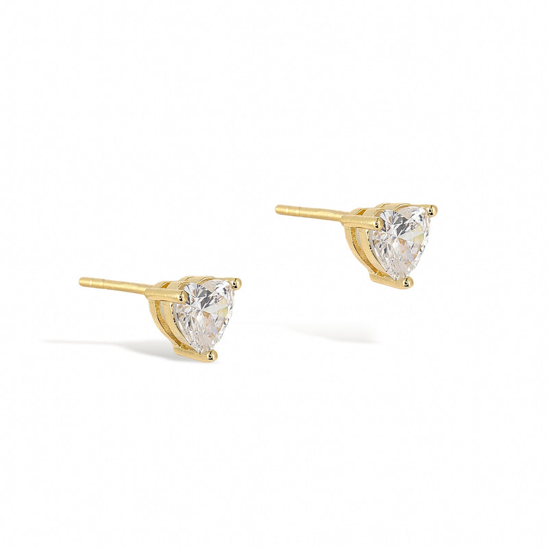 Pierrette 18K Gold Heart Stud Earrings