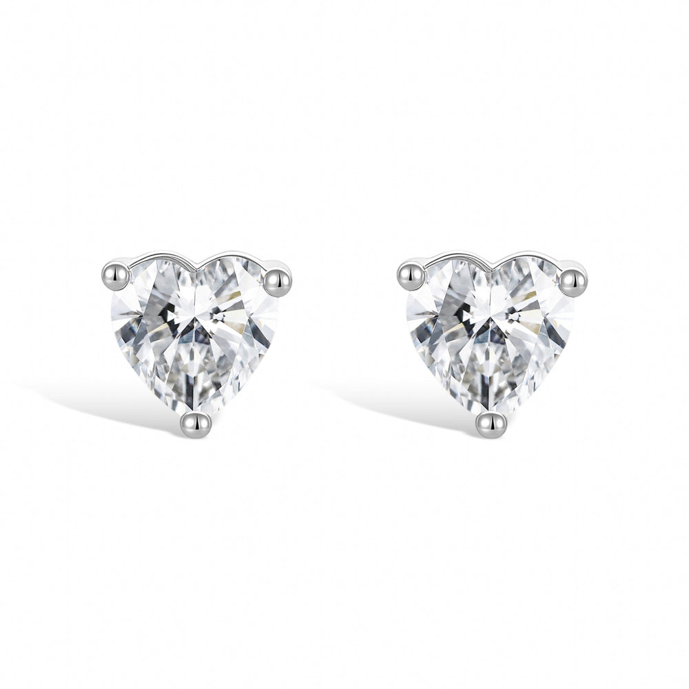 Pierrette White Heart Stud Earrings