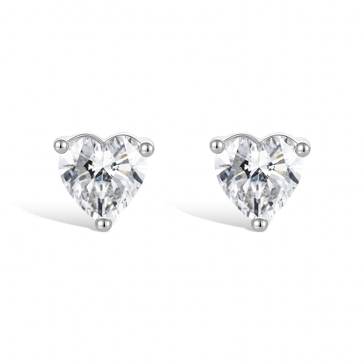 Pierrette White Heart Stud Earrings