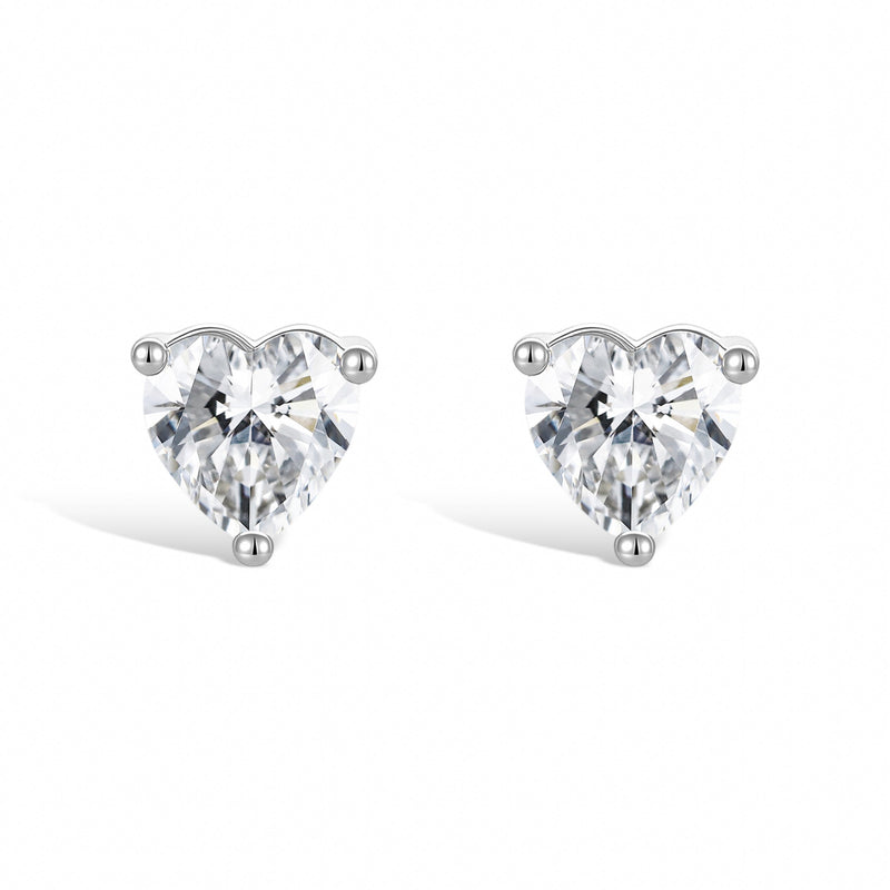 Pierrette White Heart Stud Earrings