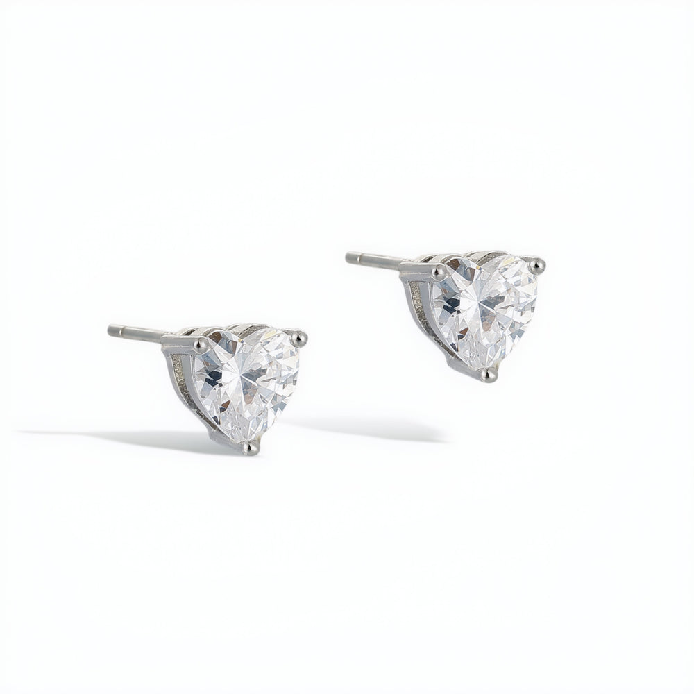 Pierrette White Heart Stud Earrings