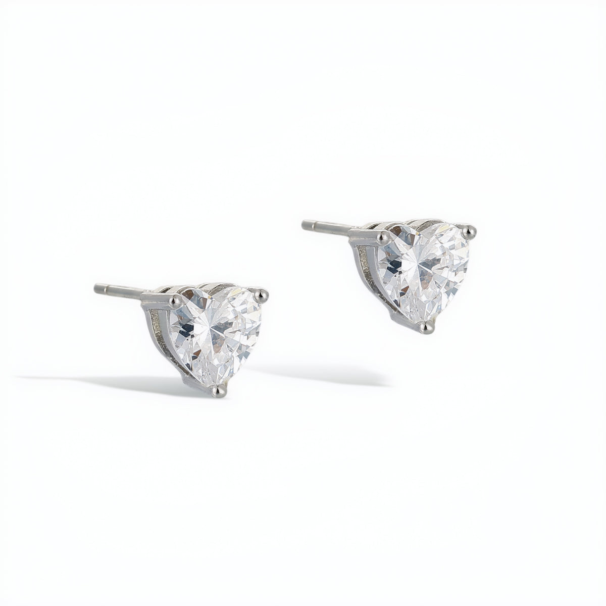 Pierrette White Heart Stud Earrings