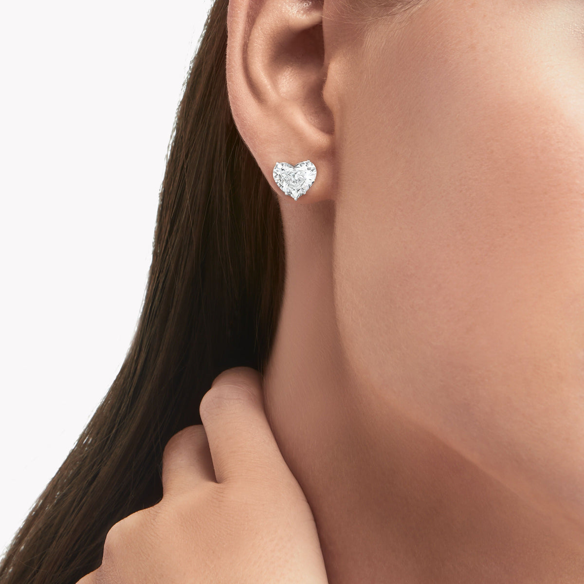 Pierrette White Heart Stud Earrings