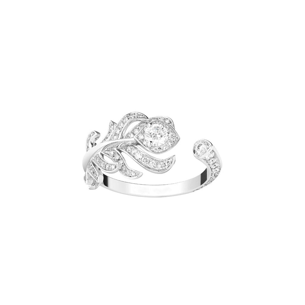Plume White Open Ring