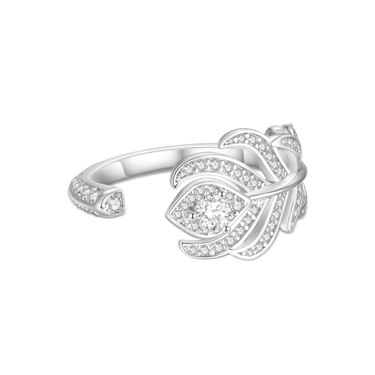 Plume White Open Ring