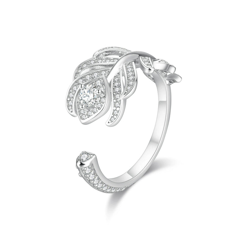 Plume White Open Ring
