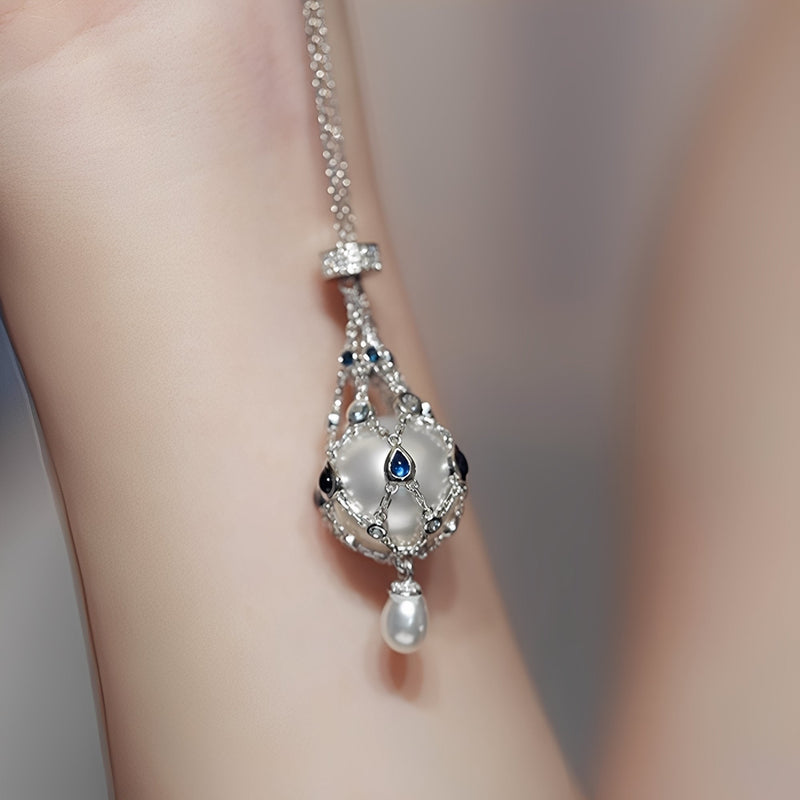 Mathilda Blue Accent Pearl Pendant Necklace