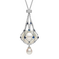 Mathilda Blue Accent Pearl Pendant Necklace