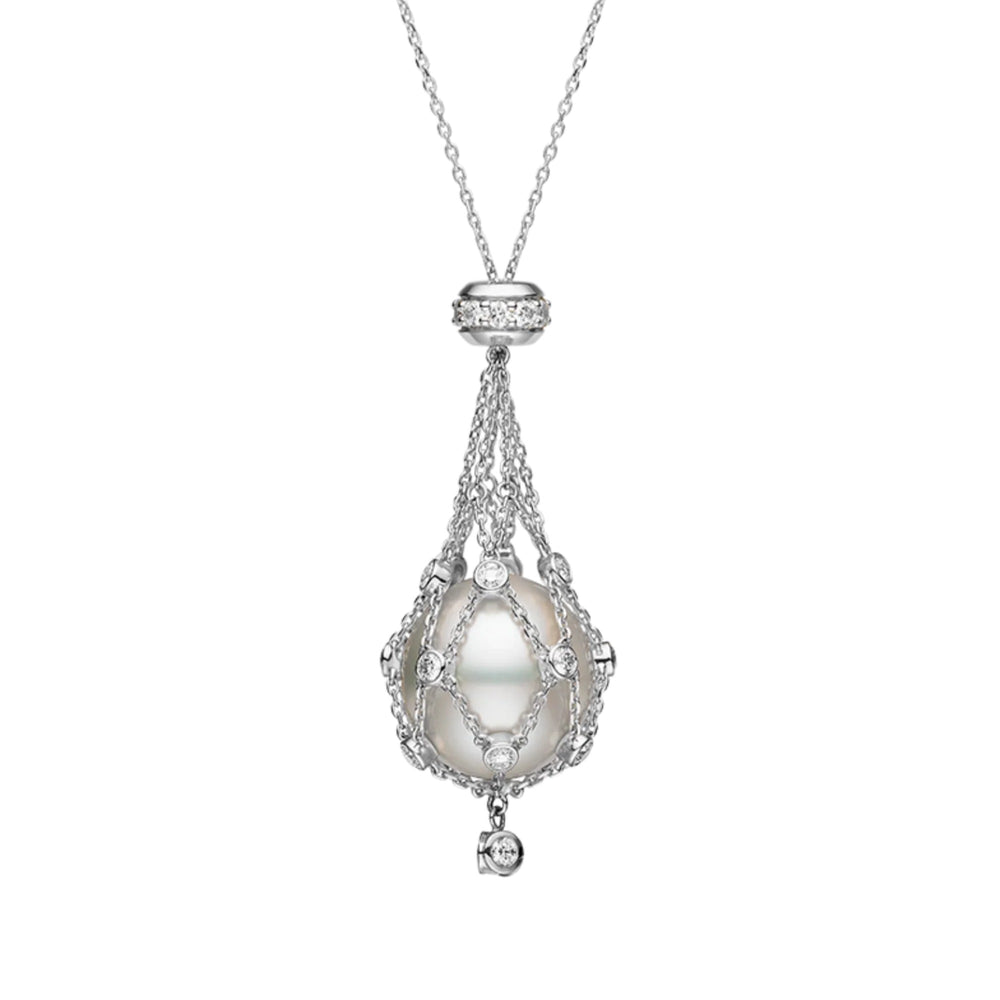 Mathilda White Accent Pearl Pendant Necklace