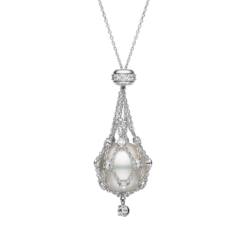 Mathilda White Accent Pearl Pendant Necklace