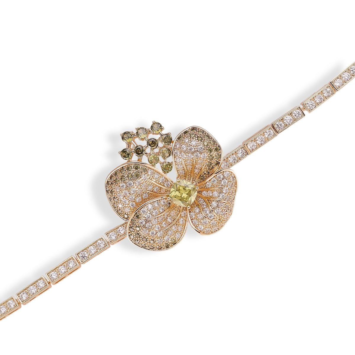 Ragnlind Olive Green Floral Bracelet