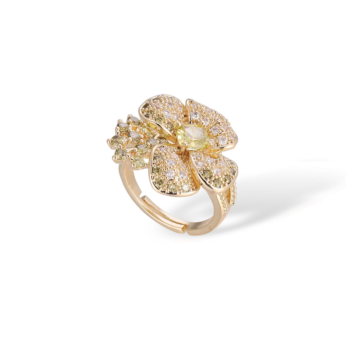 Ragnlind Olive Green Floral Ring