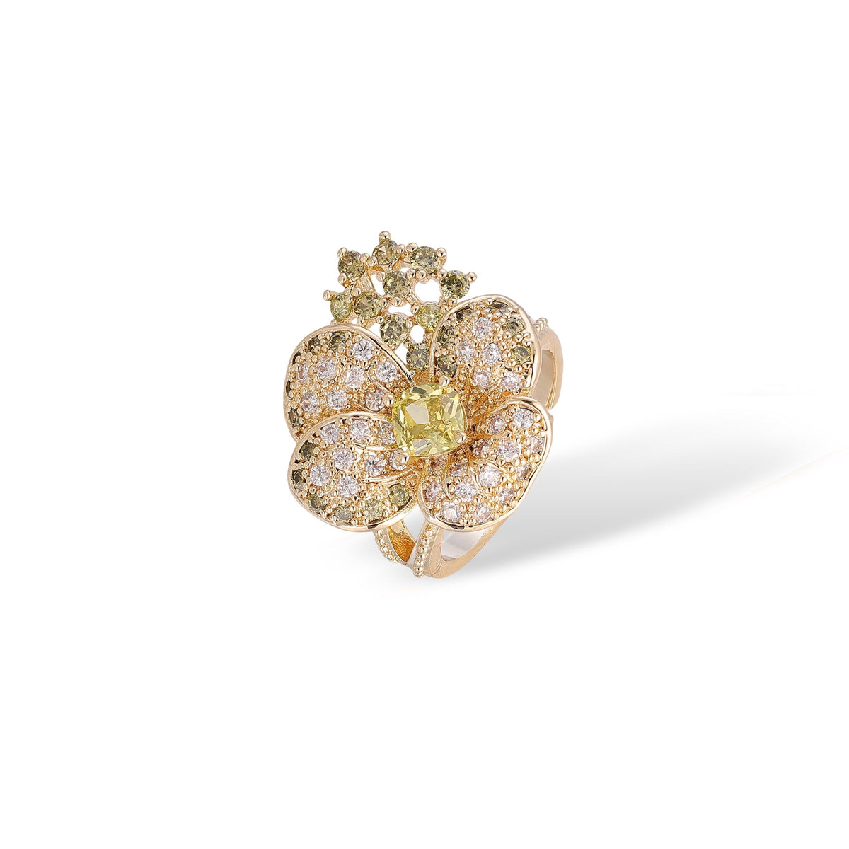 Ragnlind Olive Green Floral Ring