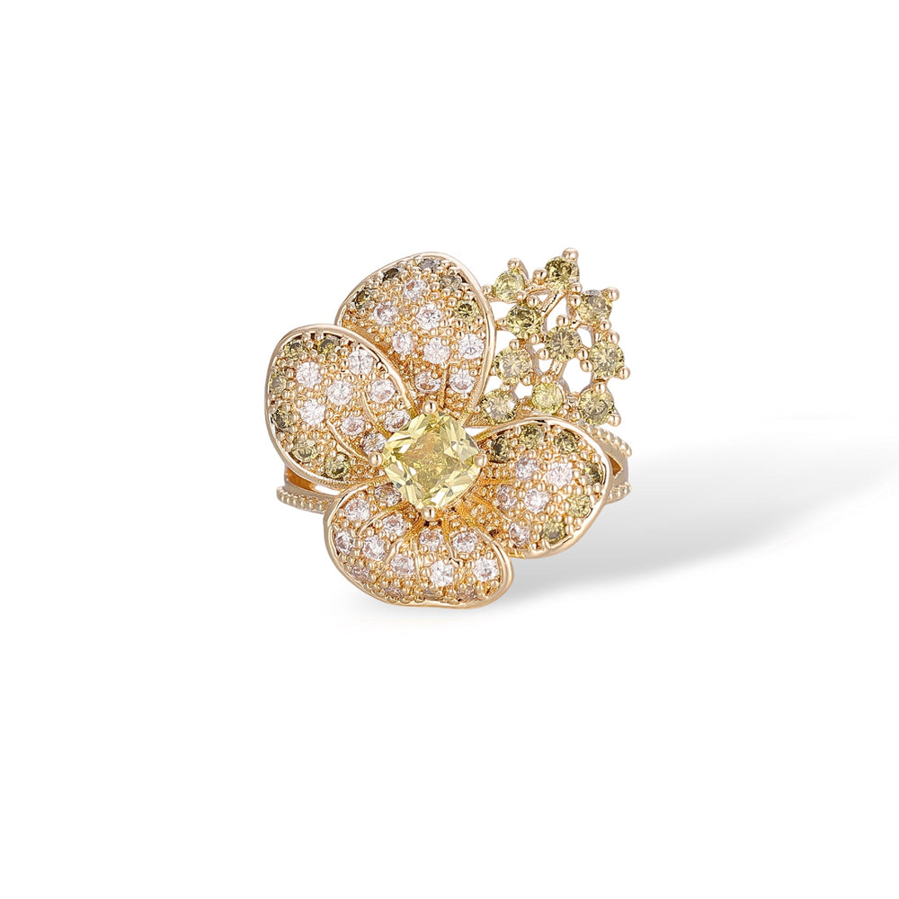 Ragnlind Olive Green Floral Ring