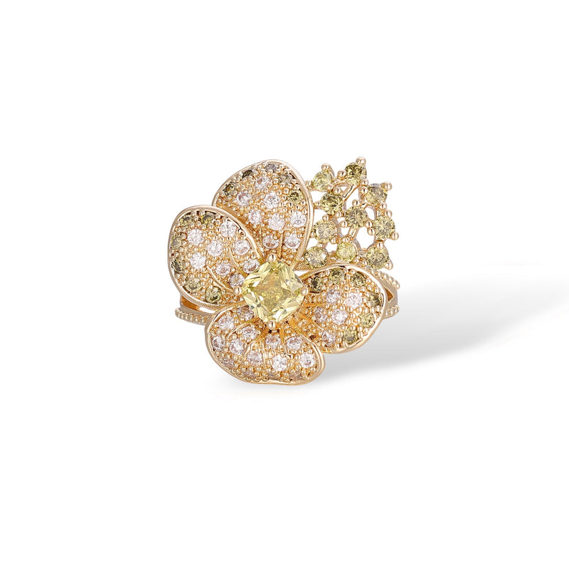 Ragnlind Olive Green Floral Ring