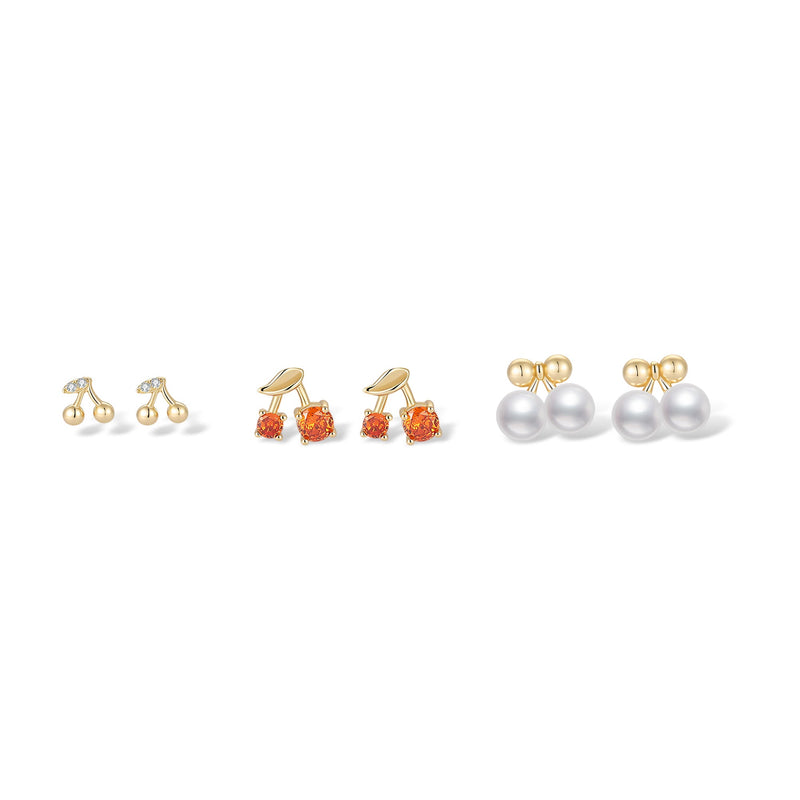 Raphaëlle Cherry 14K Gold Earring Set