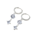Reginlind White Round Square Drop Earrings