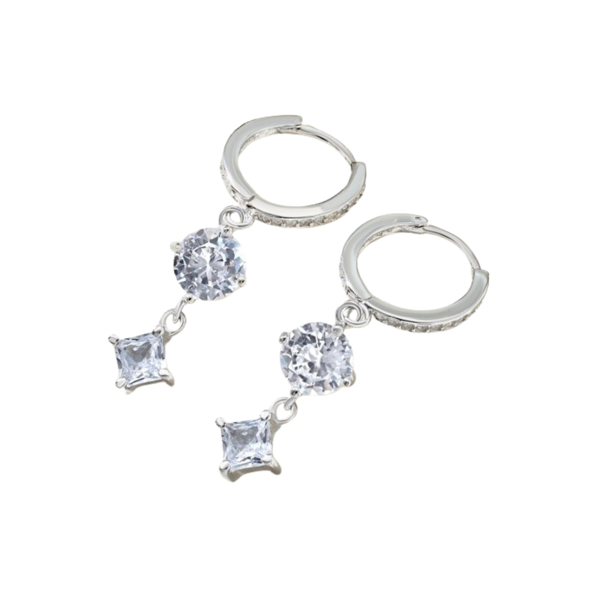 Reginlind White Round Square Drop Earrings