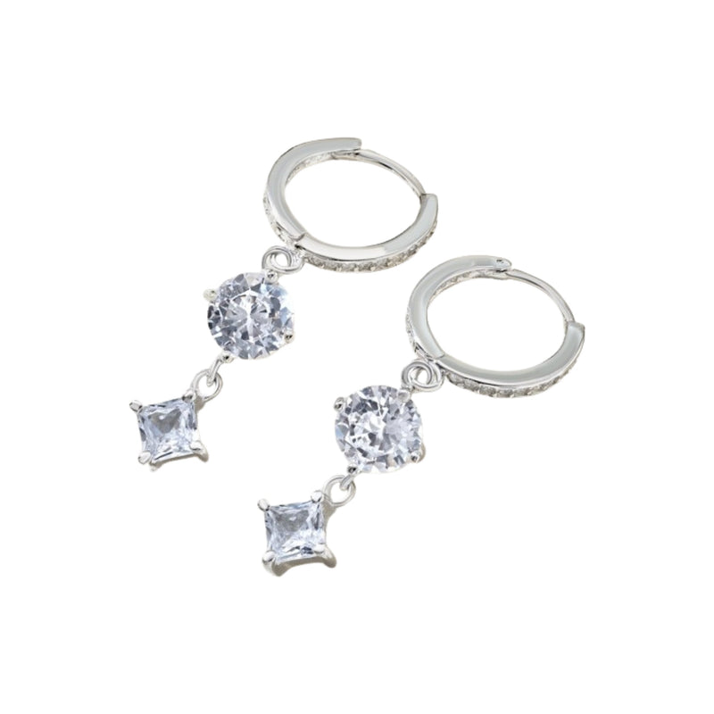 Reginlind White Round Square Drop Earrings