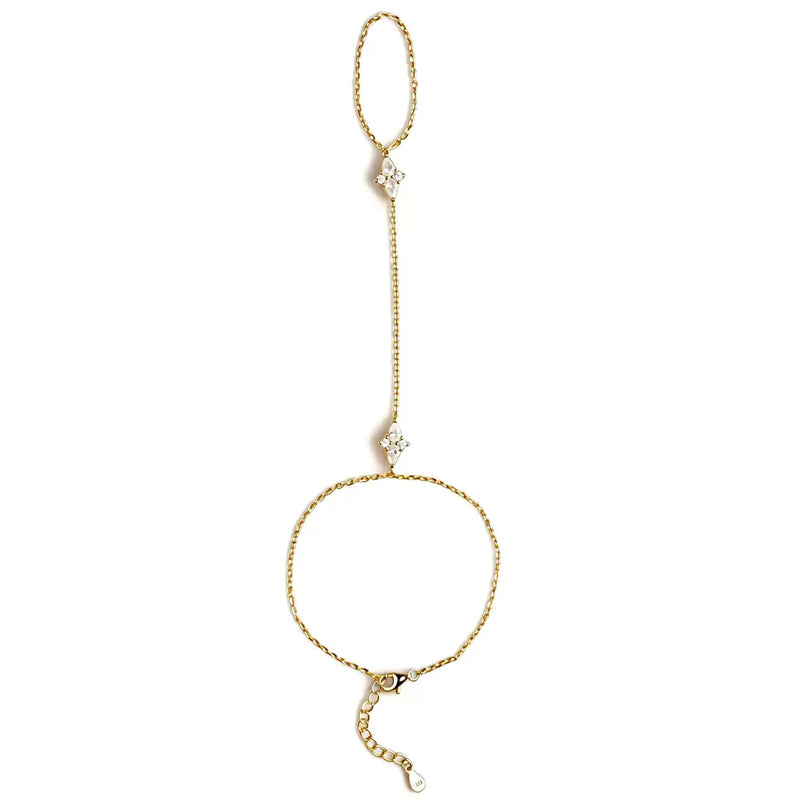 Reginrun 14K Gold Linked Finger Bracelet