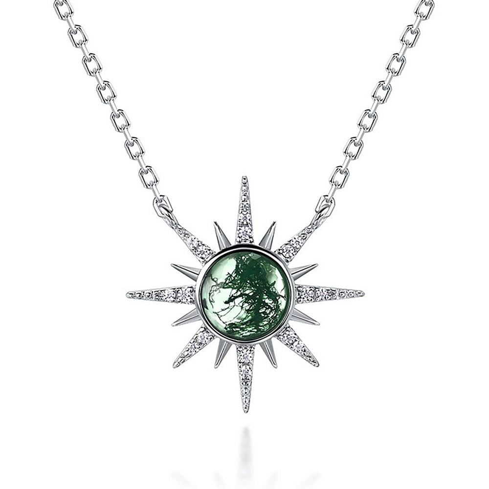Reine Green Moss Starburst Necklace