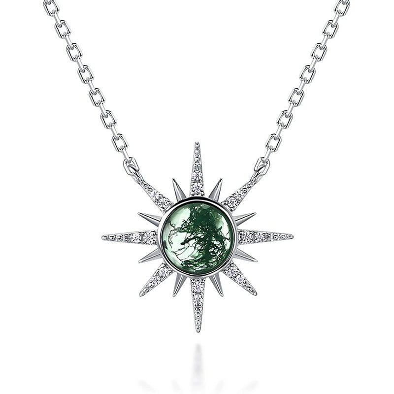 Reine Green Moss Starburst Necklace