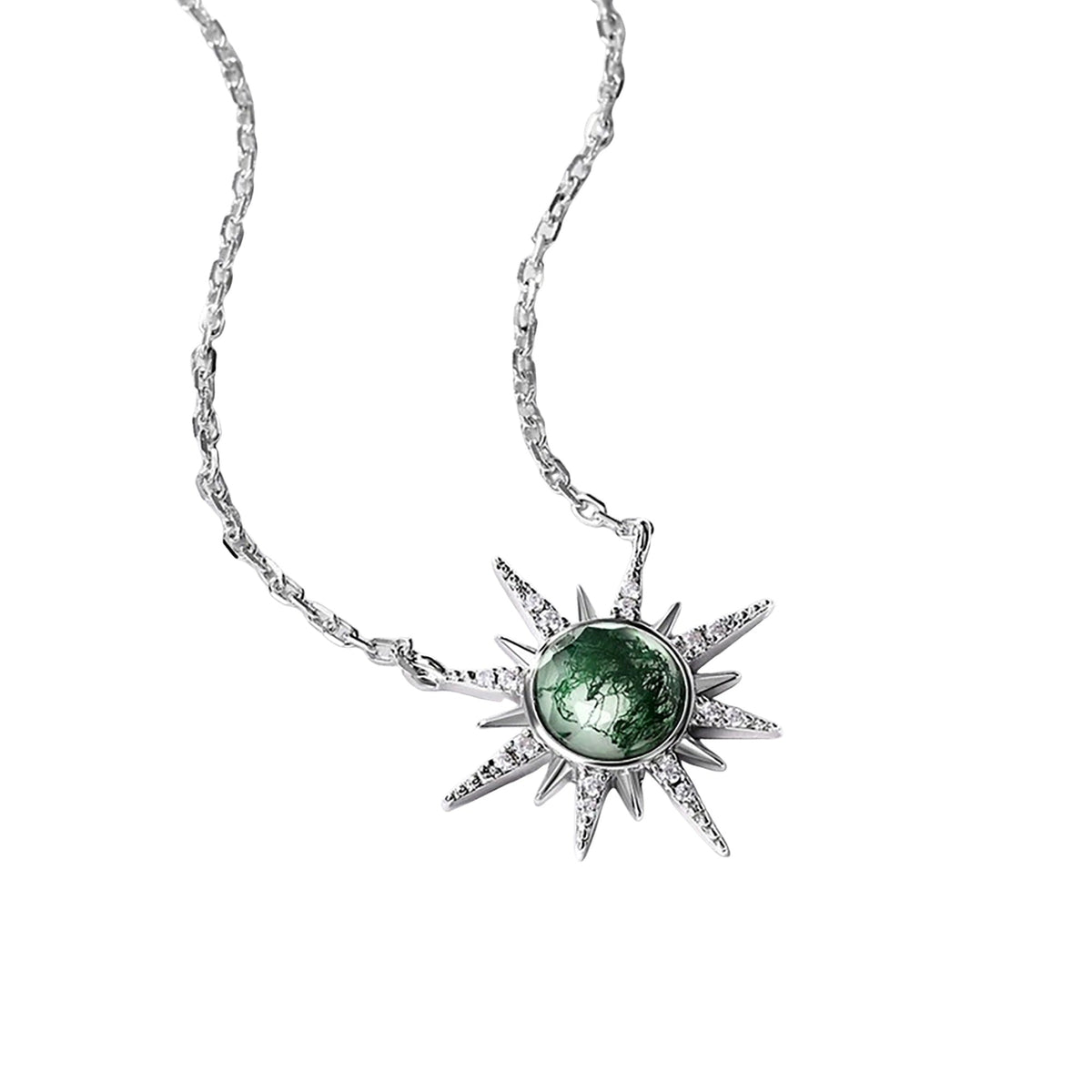 Reine Green Moss Starburst Necklace