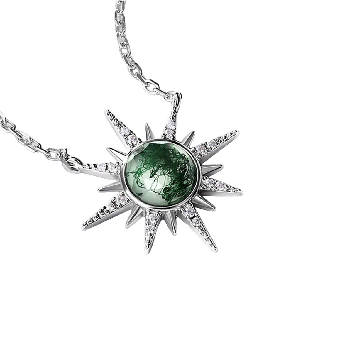 Reine Green Moss Starburst Necklace