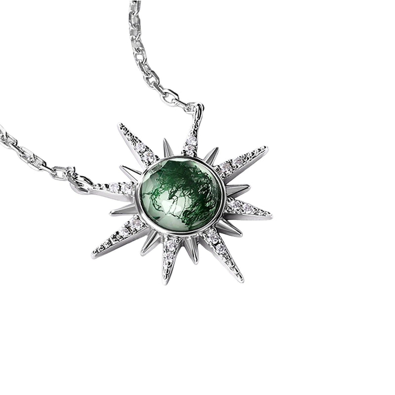 Reine Green Moss Starburst Necklace