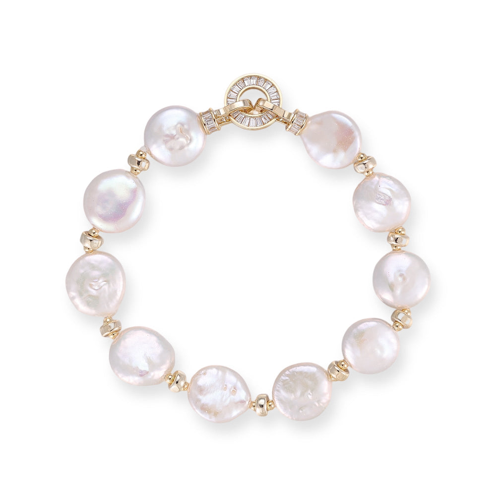 Rodelind White Round Baroque Pearl Bracelet