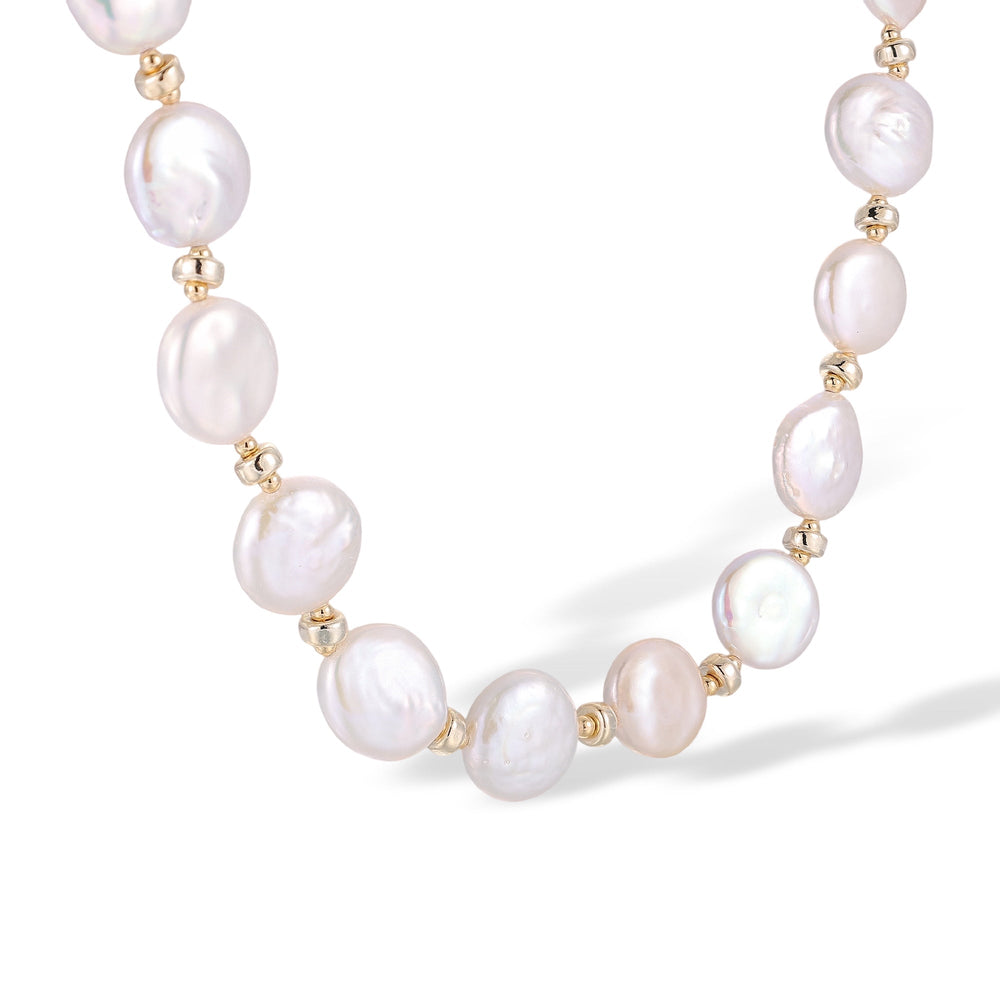 Rodelind White Round Baroque Pearl Choker Necklace