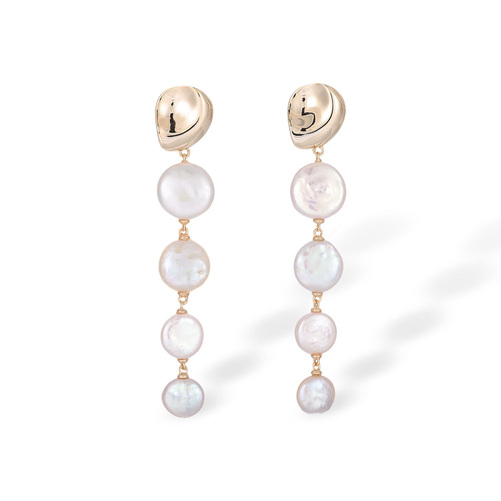 Rodelind White Round Baroque Pearl Earrings