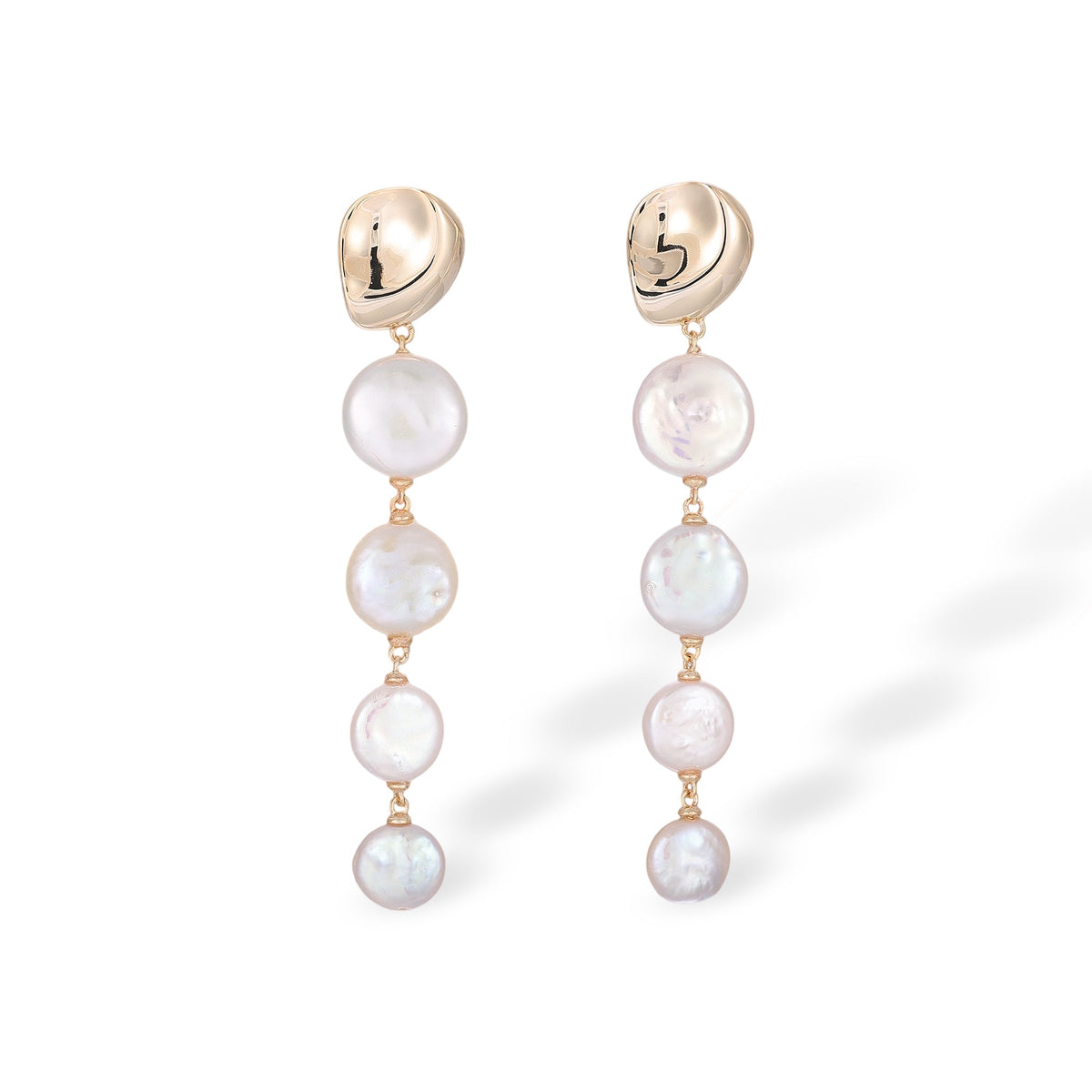 Rodelind White Round Baroque Pearl Earrings