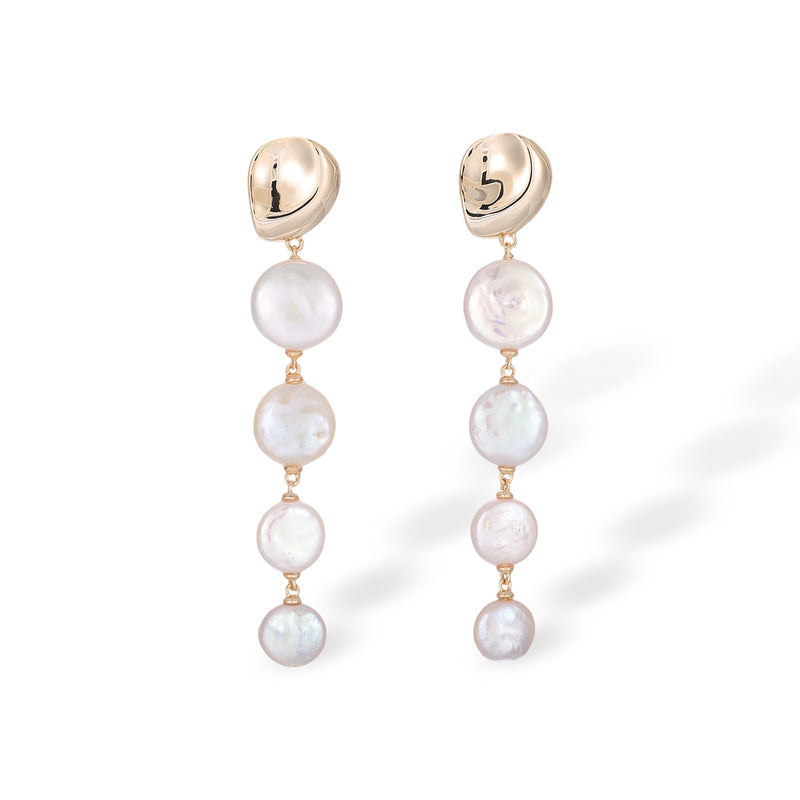 Rodelind White Round Baroque Pearl Earrings