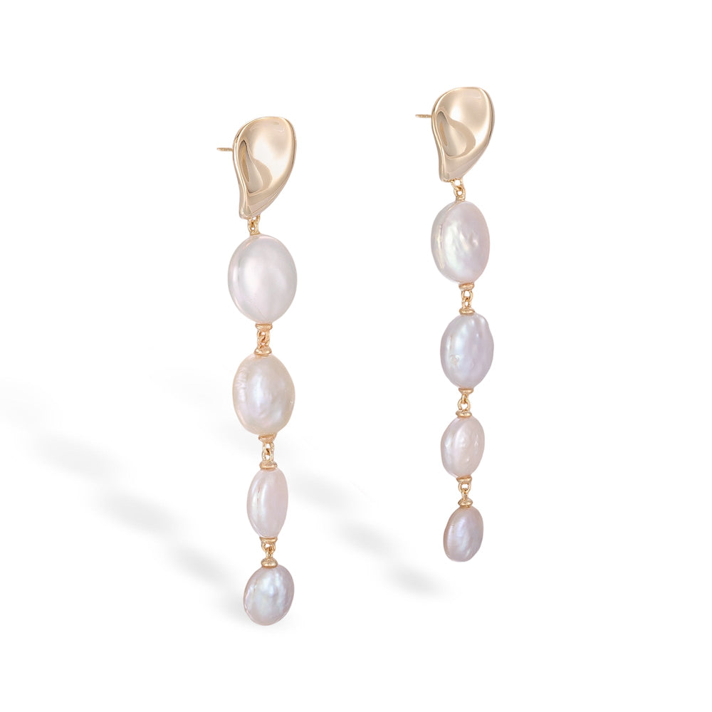 Rodelind White Round Baroque Pearl Earrings