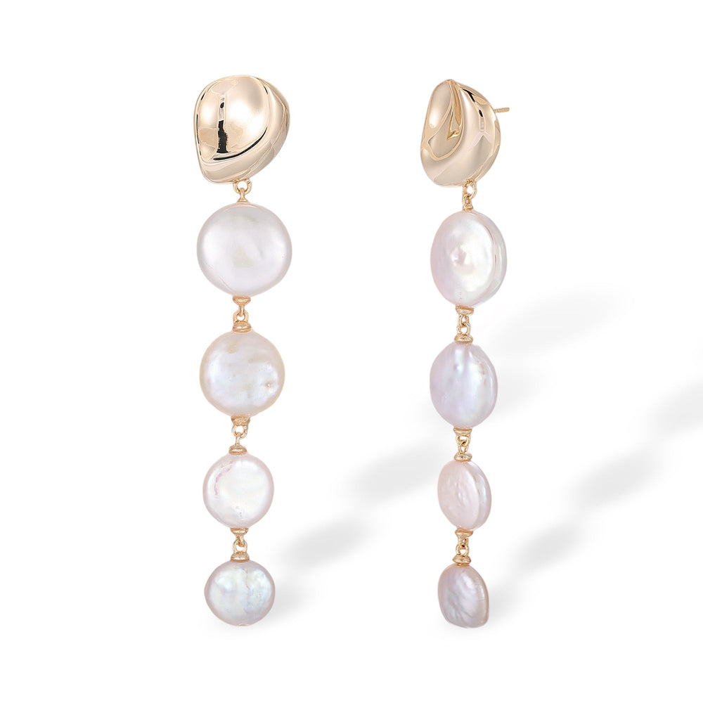 Rodelind White Round Baroque Pearl Earrings