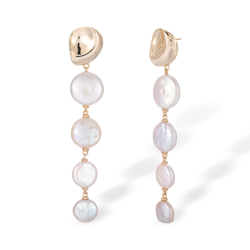Rodelind White Round Baroque Pearl Earrings