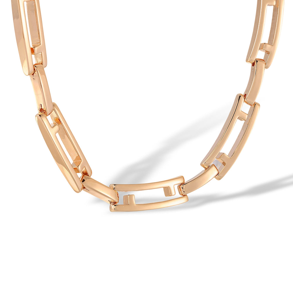Romina 14K Gold Hollow Rectangular Necklace