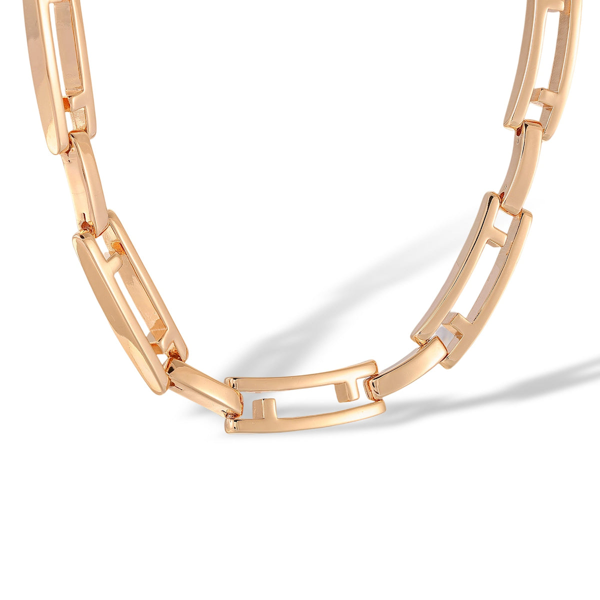 Romina 14K Gold Hollow Rectangular Necklace