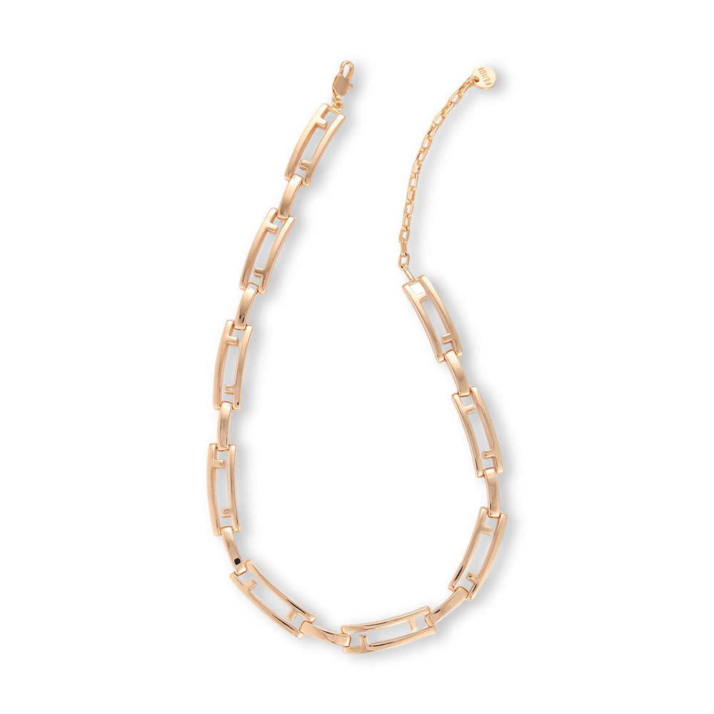Romina 14K Gold Hollow Rectangular Necklace