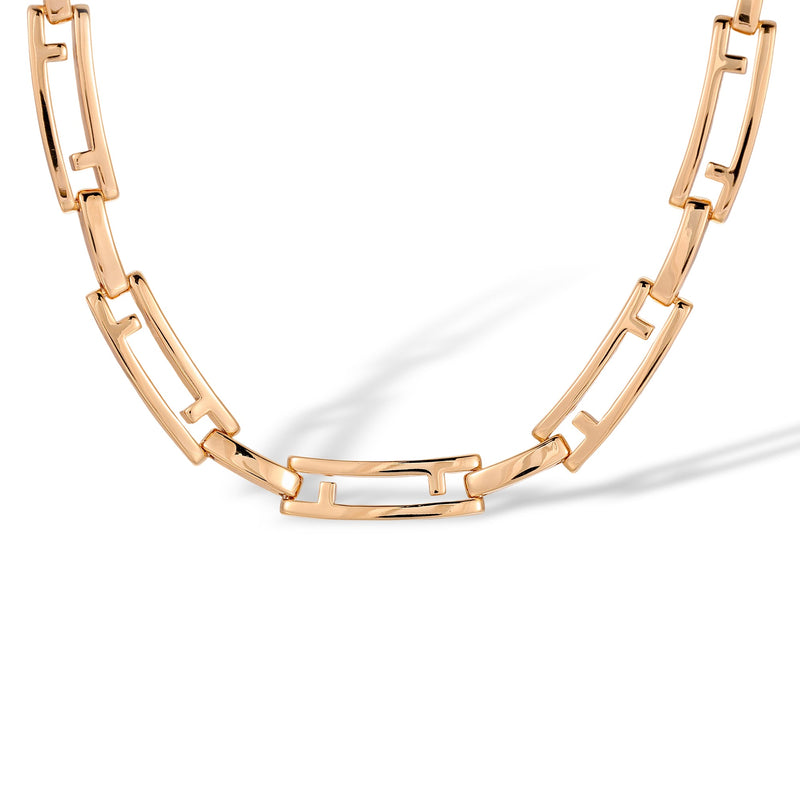 Romina 14K Gold Hollow Rectangular Necklace