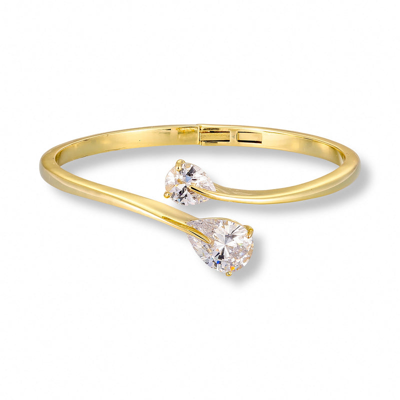 Roxana 14K Gold Teardrop Bangle